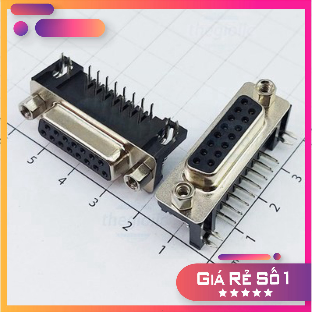 [3 Cái]- Cổng DB15 Cái 15 Chân Cong 90 Độ 2 Hàng Hàn PCB Linh Kiện Trường Giang 86