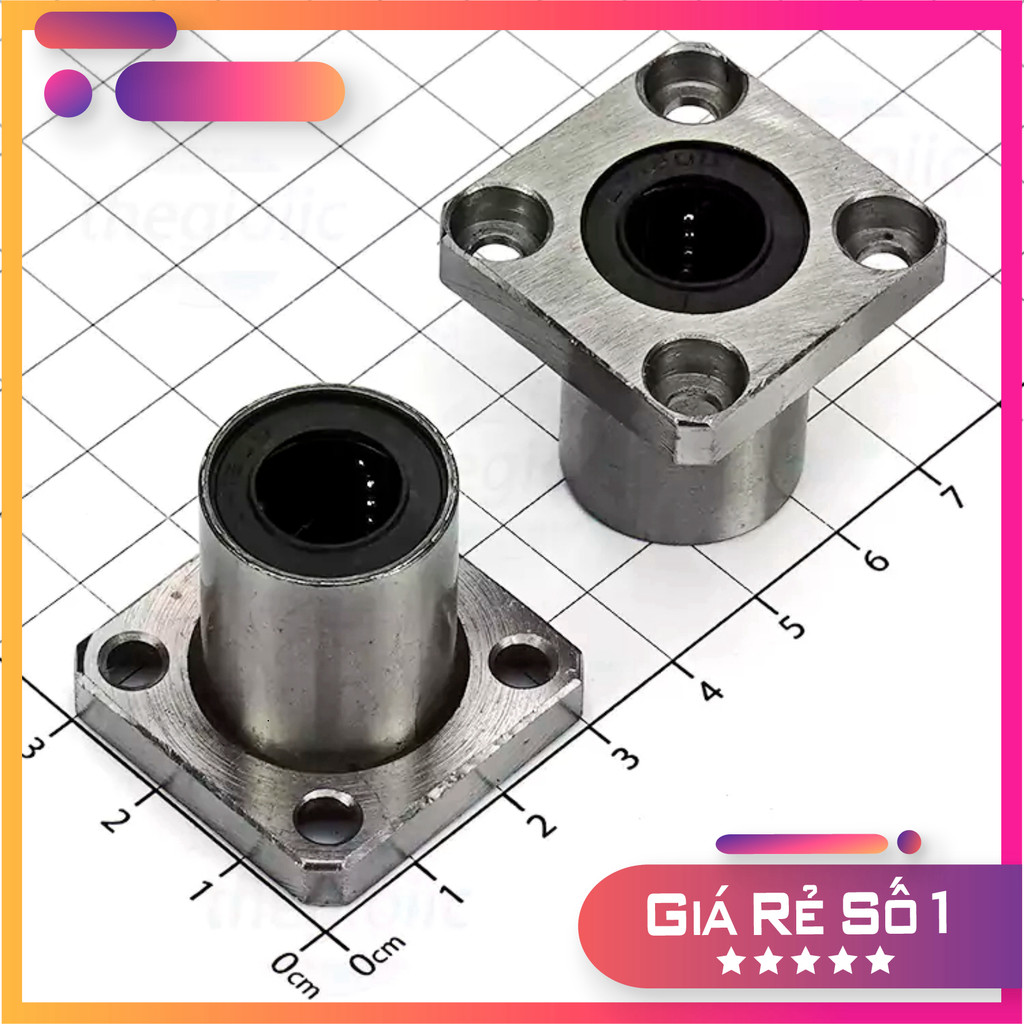 LMK12UU Bi Trượt, Con Trượt Mặt Bích Vuông Lỗ Trục 12mm, Đường Kính Ngoài 21mm, Dài 30mm Linh Kiện T