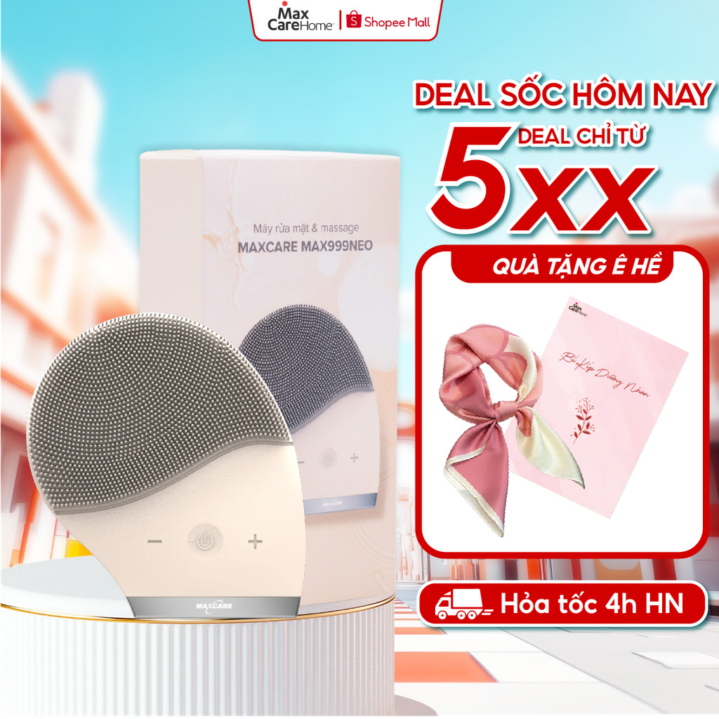 Máy Rửa Mặt Maxcare Max999 NEO Sóng Âm Sonic – Làm Sạch Da Mặt, Massage Thư Giãn, Chống Nước IPX7