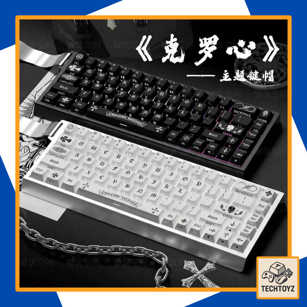 Bộ Keycaps Chrome Hearts - PBT Double Shot, DyeSub - Cherry Profile