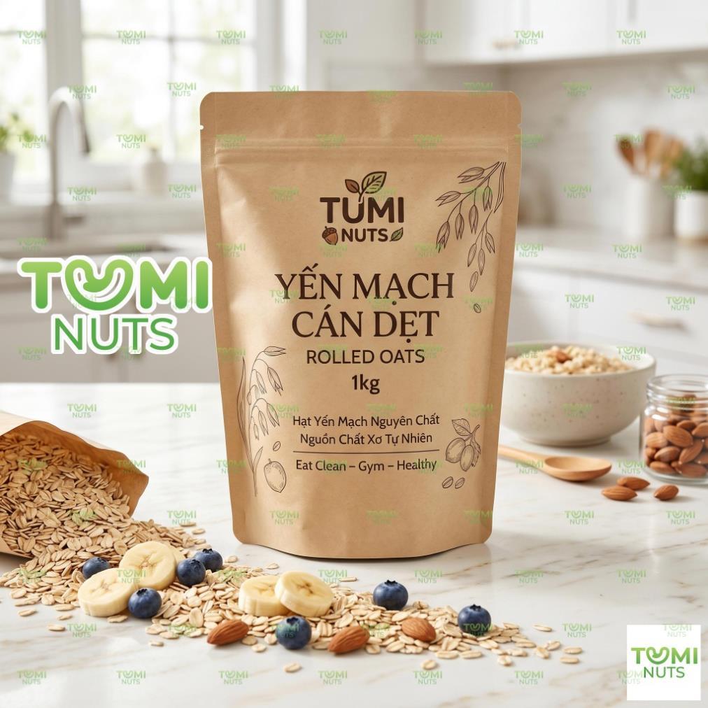 Yến Mạch Cán Dẹt Tumi Nuts 1kg – Giàu Chất Xơ, Eat Clean, Healthy Food