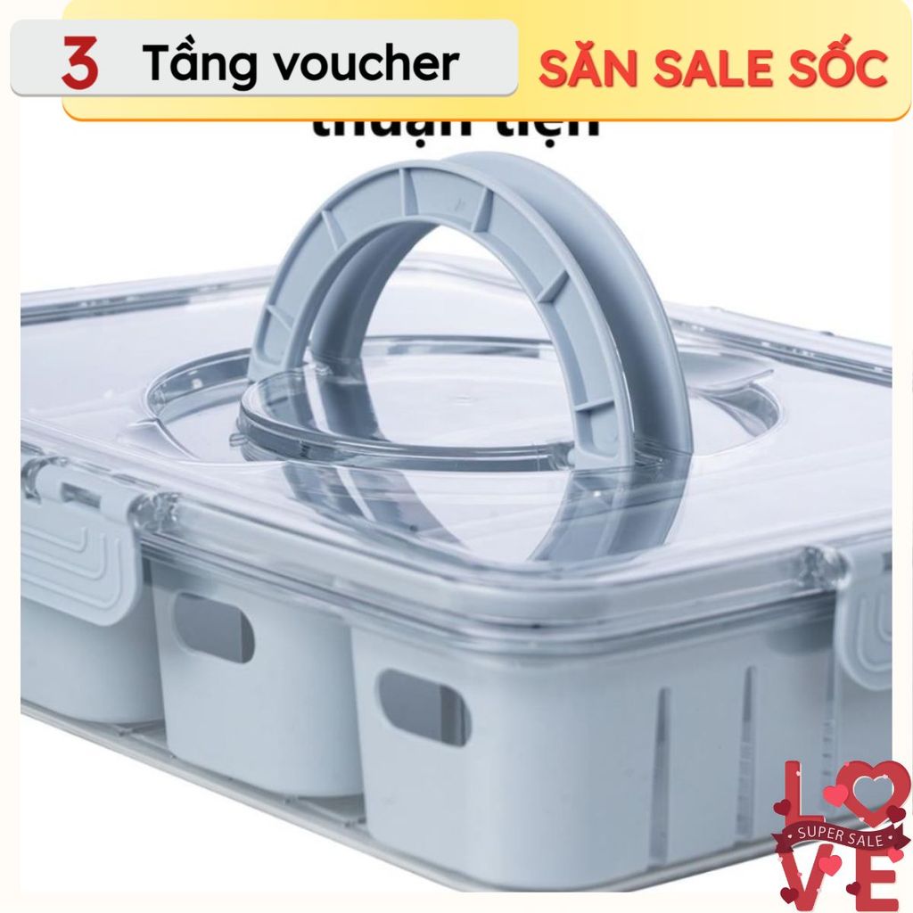 hộp thực phẩm 4 ngăn hokori 6510-1 việt nhật nhựa 2 lớp dày dặn kín hơi cao cấp giao hỏa tốc