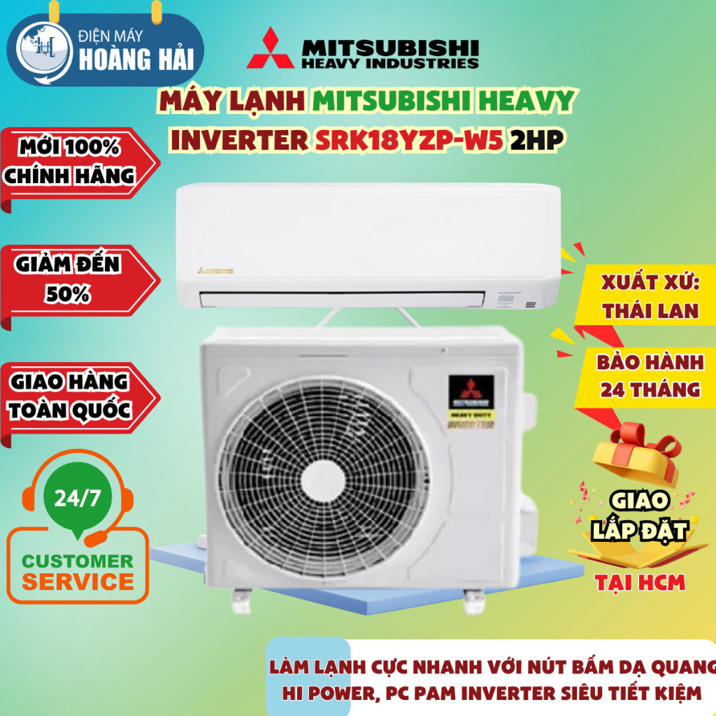 ( [Chỉ Giá Máy] SRK18YZP-W5 Máy lạnh Mitsubishi Heavy SRK18YZP-W5 Inverter 2HP (Mẫu mới 2025)