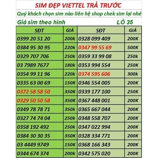 SIM VIETTEL SỐ ĐẸP -SIM PHONG THỦY - ĐĂNG KÝ ĐƯỢC CHÍNH CHỦ-LÔ 2
