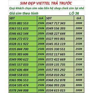 SIM VIETTEL SỐ ĐẸP -SIM PHONG THỦY - ĐĂNG KÝ ĐƯỢC CHÍNH CHỦ-LÔ 2