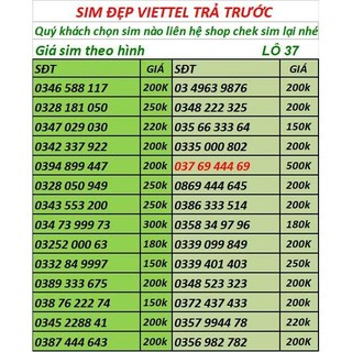 SIM VIETTEL SỐ ĐẸP -SIM PHONG THỦY - ĐĂNG KÝ ĐƯỢC CHÍNH CHỦ-LÔ 2