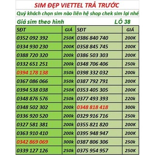 SIM VIETTEL SỐ ĐẸP -SIM PHONG THỦY - ĐĂNG KÝ ĐƯỢC CHÍNH CHỦ-LÔ 2