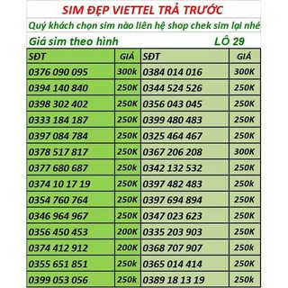 SIM VIETTEL SỐ ĐẸP -SIM PHONG THỦY - ĐĂNG KÝ ĐƯỢC CHÍNH CHỦ-LÔ 2