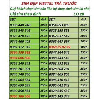 SIM VIETTEL SỐ ĐẸP CHƯA KÍCH ĐĂNG KÝ CHÍNH CHỦ- PHONG THỦY LÔ 1