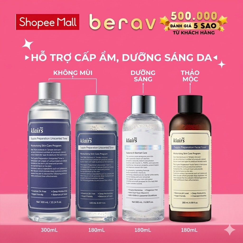 Nước Hoa Hồng Chống Viêm Dưỡng Ẩm Dear Klairs Supple Preparation Toner 180ml
