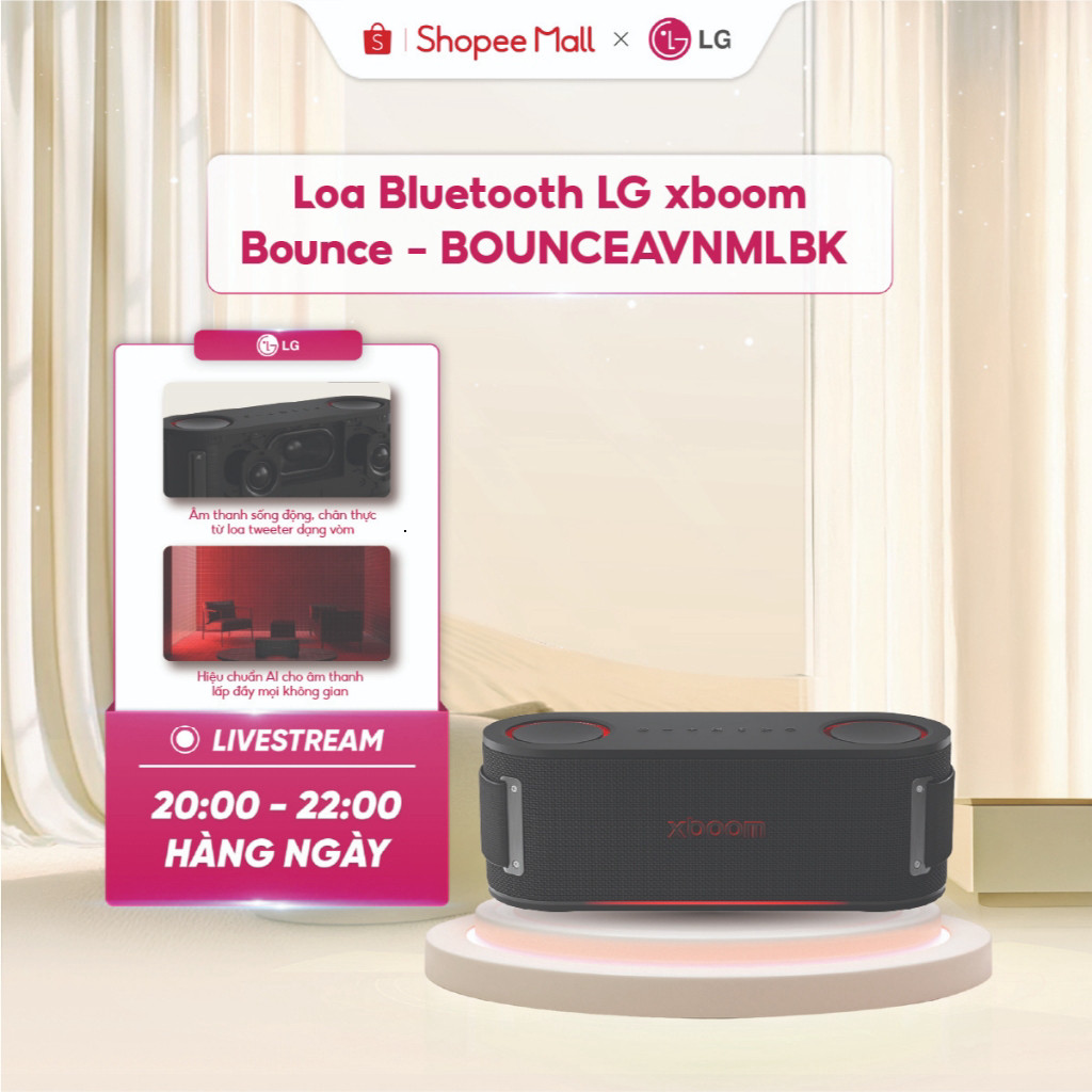 (Miễn Phí giao hàng) Loa Bluetooth LG xboom Bounce - BOUNCE.AVNMLBK, Loa bluetooth đa chế độ, Bảo hà
