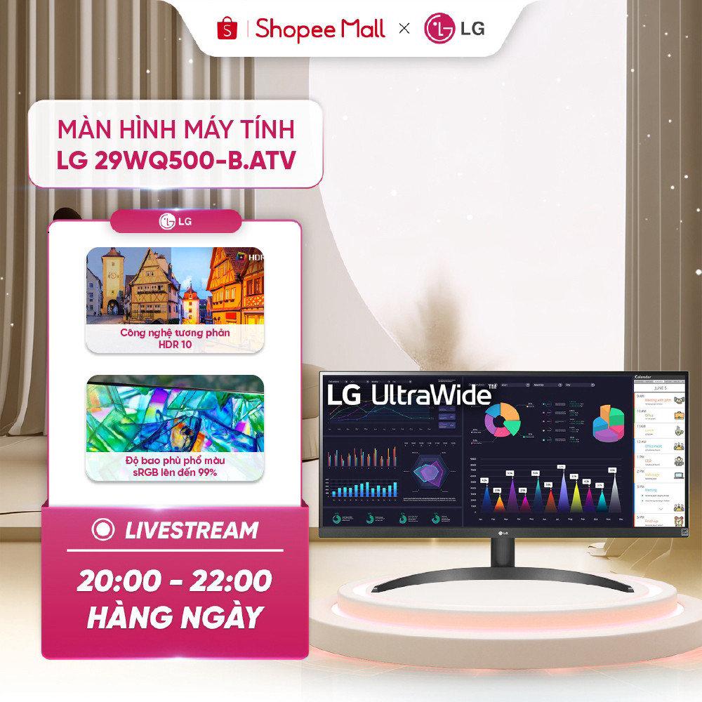 (Miễn Phí giao hàng) Màn hình máy tính LG UltraWide 29WQ500-B.ATV 29 inch