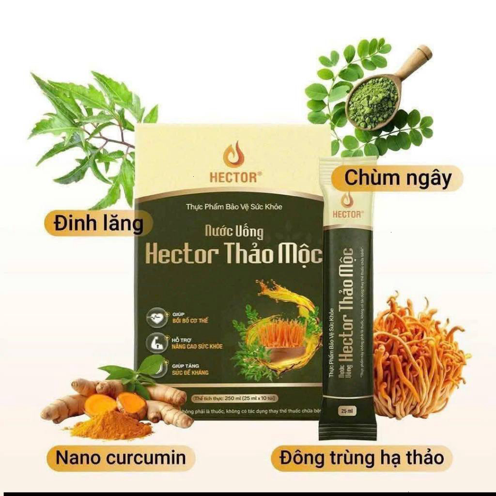 Nước uống đông trùng hạ thảo hector thảo mộc (hộp 10 túi)- CHÍNH HÃNG (Shopkhoedep)