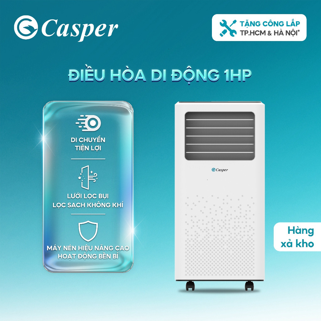 (Miễn Phí giao hàng) [MẪU 2022] Máy lạnh/ Điều hoà di động Casper 1 chiều 1HP PC-09TL33 - Chính hãng