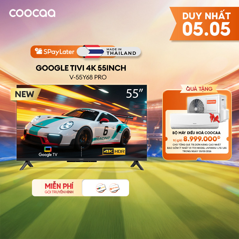 (Miễn Phí giao hàng) [Miễn phí lắp đặt HCM - HN] Google TV QLED Coocaa 55 inch - 55Y68 Pro