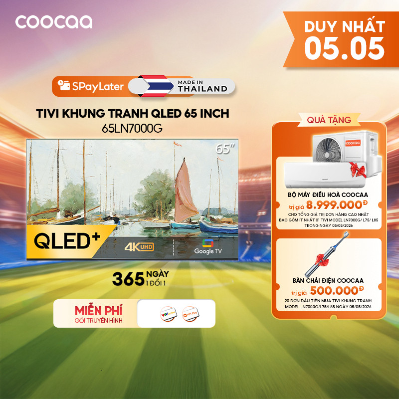 (Miễn Phí giao hàng) [Miễn phí lắp đặt HN-HCM] Smart tivi 65 inch Qled 4K tivi Khung Tranh Google Fr