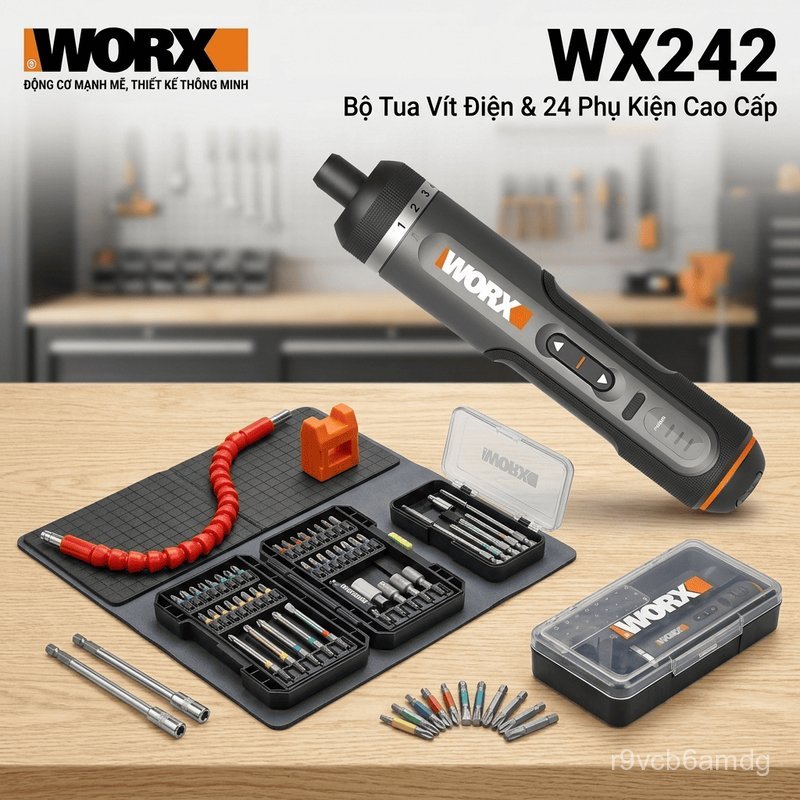 Máy vặn vít tua vít điện WX242 mini đa năng sạc USB Worx