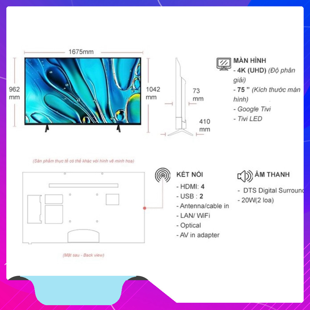 nhắn shop đặt hàng_ Google Tivi Sony 4K 75 inch K75S30 2024  MALAYSIA _hàng mới 100%