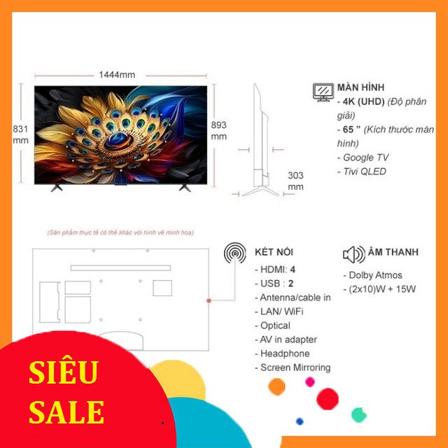 ib lấy mãu bh_ Google Tivi TCL QLED 4K 65 Inch 65C655 ra mắt năm 2024  VIỆT NAM _FREE SHIP