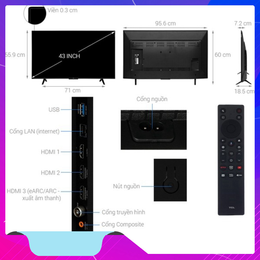 nhắn shop đặt hàng_ Google Tivi QLED TCL AI 4K 43 inch 43P7K 2025  VIỆT NAM _hàng mới 100%