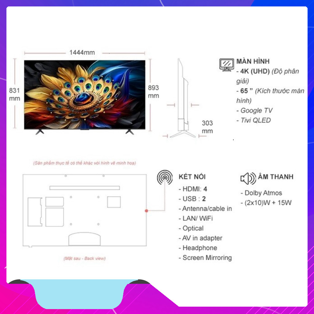 nhắn shop đặt hàng_ Google Tivi TCL QLED 4K 65 Inch 65C655 ra mắt năm 2024  VIỆT NAM _hàng mới 100%