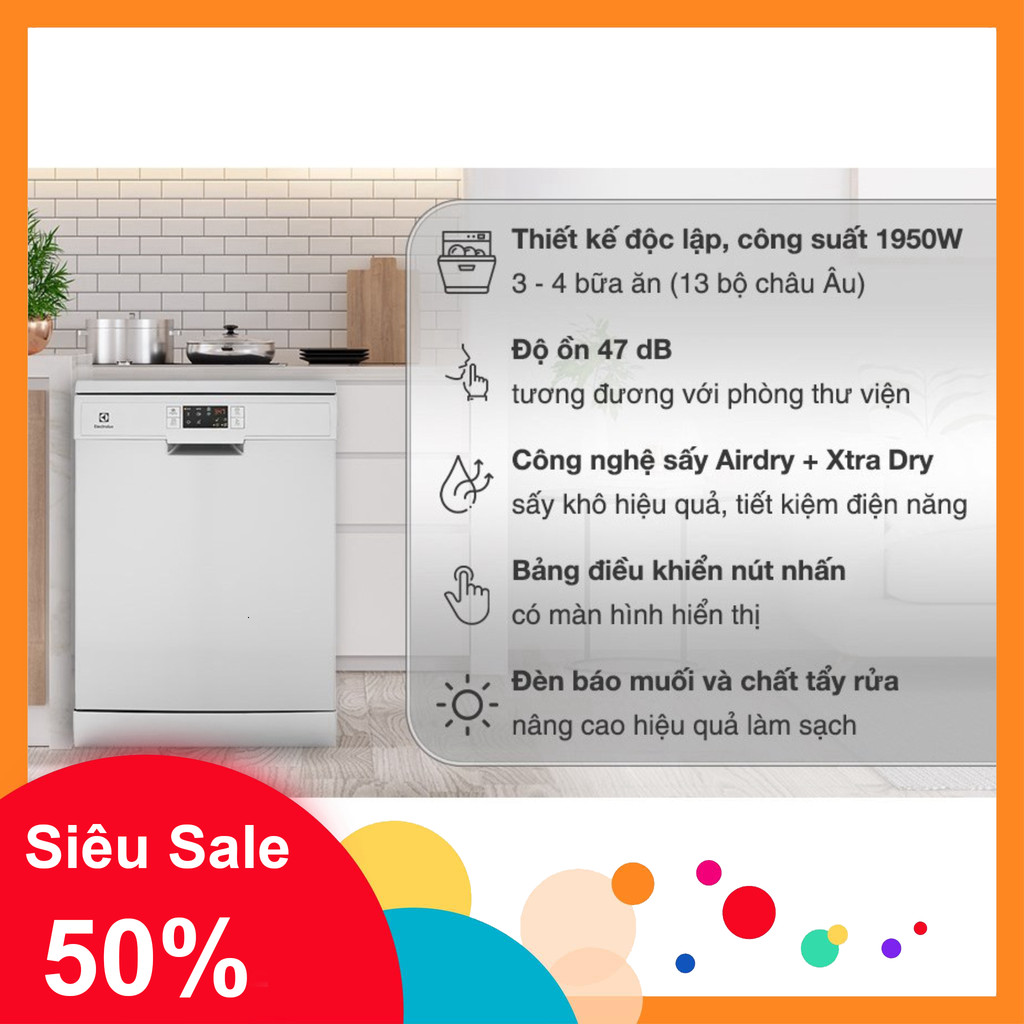 ib nhận mã_ Máy rửa chén độc lập Electrolux ESF5512LOX  Điện Máy Kho Rẻ _hàng chính hãng, mới 100%