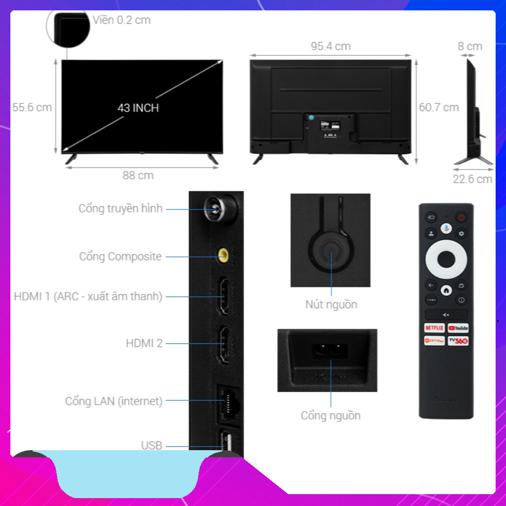 nhắn shop đặt hàng_ Google Tivi Casper FHD 43 inch 43FGK610 2024  Thái Lan _hàng mới 100%