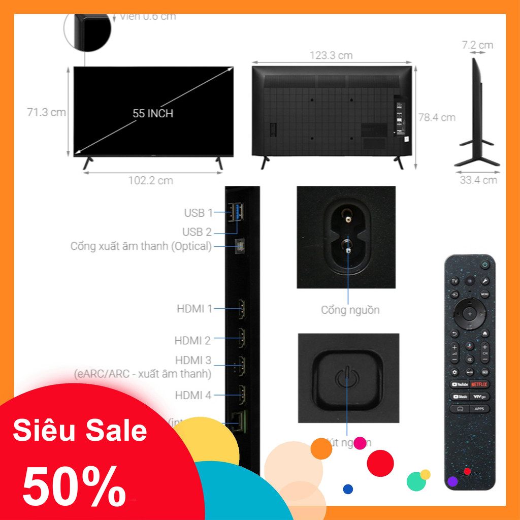 ib nhận mã_ Google Tivi Sony 4K 55 inch K55S30 2024  Điện Máy Kho Rẻ _hàng chính hãng, mới 100%
