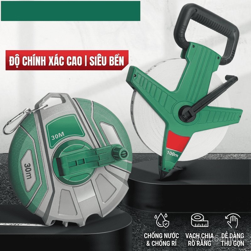 Thước dây sợi thủy tinh Woli 50m-100m đo công trình xây dựng cao cấp