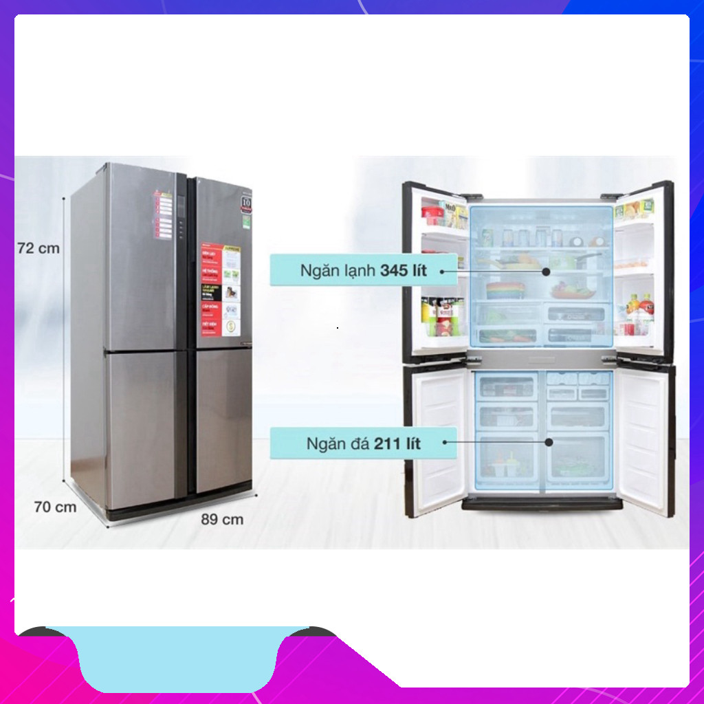 nhắn shop đặt hàng_ Tủ lạnh Sharp Inverter 556 lít SJFX630VST (dung tích tổng 626 lít)  THÁI LAN Điệ