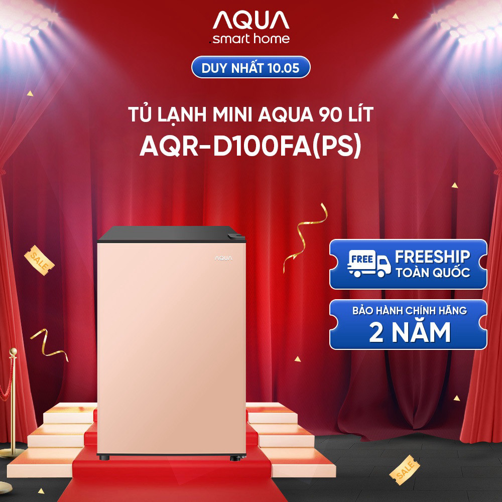 (Miễn Phí giao hàng) [SẢN PHẨM MỚI] Tủ lạnh mini Aqua 90 lít AQR-D100FA(PS) - Màu hồng nhạt - Freesh