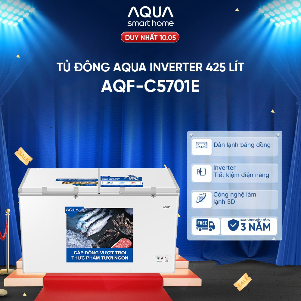 (Miễn Phí giao hàng) Tủ đông Aqua Inverter 425 lít AQF-C5701E - Hàng chính hãng