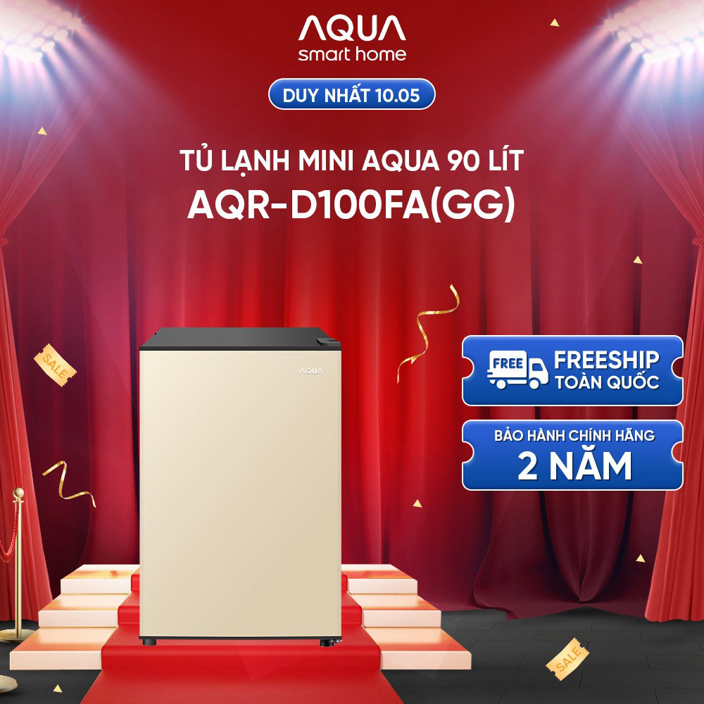 (Miễn Phí giao hàng) [DEAL XỊN] Tủ lạnh min Aqua 90 lít AQR-D100FA(GG) - Màu be - Freeship toàn quốc