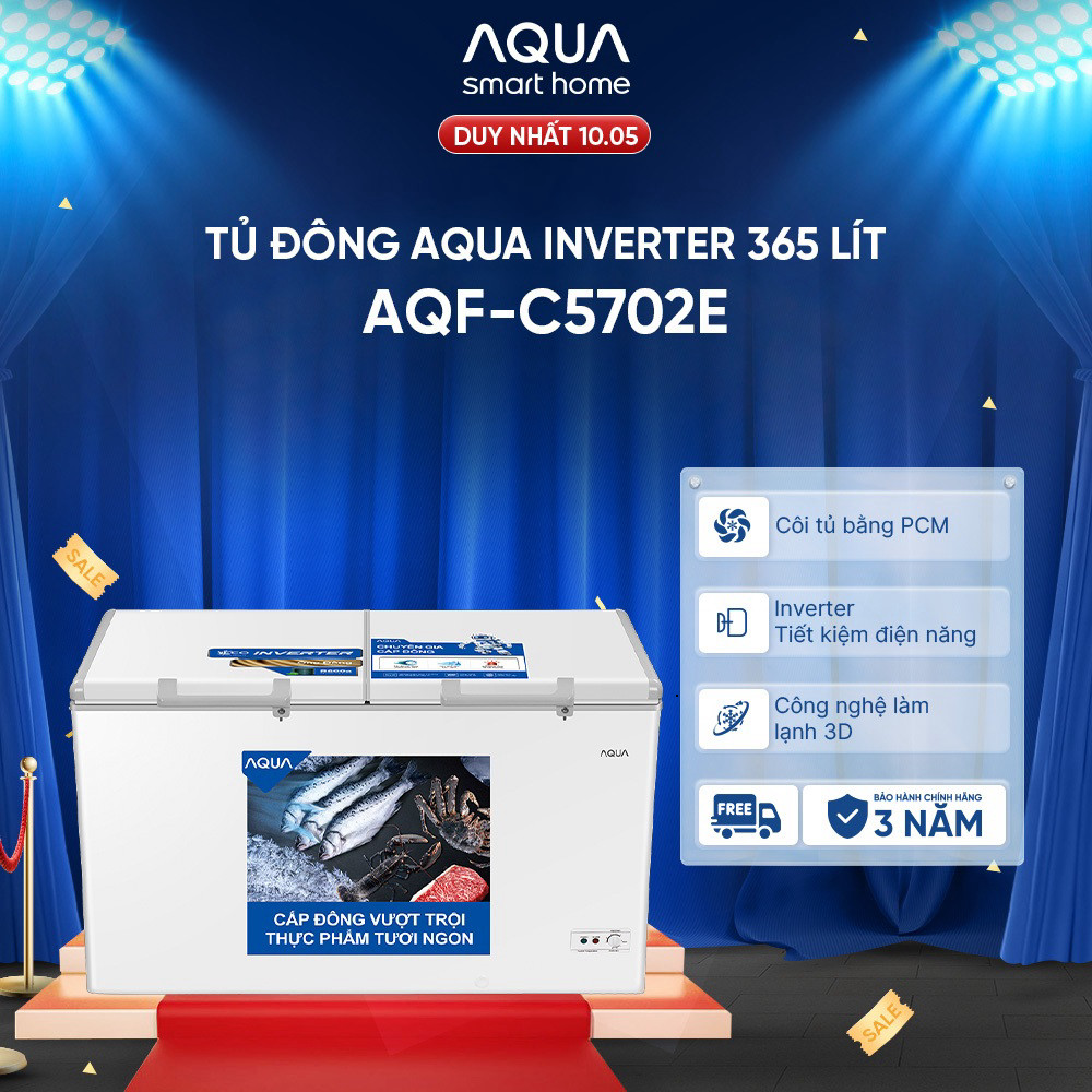 (Miễn Phí giao hàng) Tủ đông Aqua Inverter 365 Lít AQF-C5702E - Hàng chính hãng