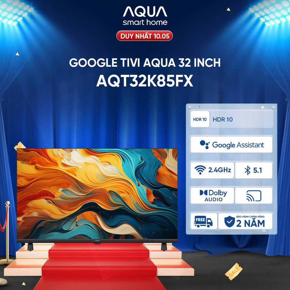 (Miễn Phí giao hàng) Tivi AQUA HDR AQT32K85FX - viền mỏng 0.3cm - Bảo hành 1 đổi 1 với lỗi màn NSX t