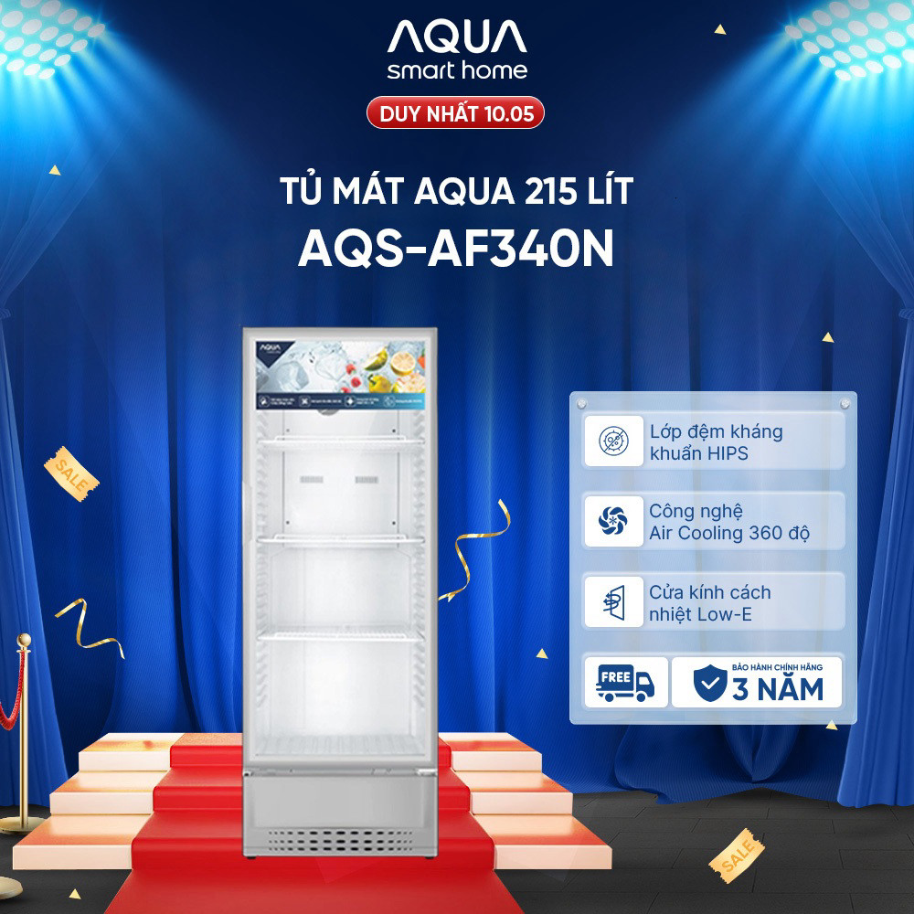 (Miễn Phí giao hàng) Tủ mát Aqua 215 Lít AQS-AF340N - Hàng chính hãng