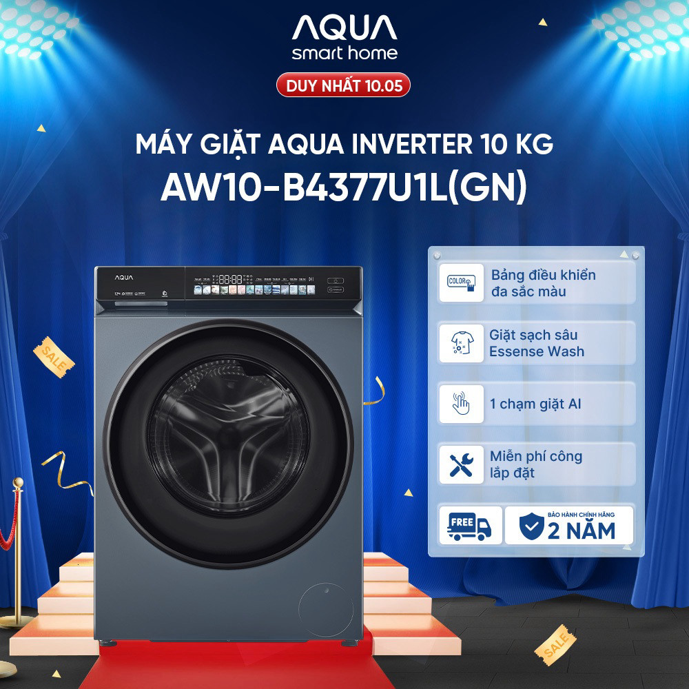(Miễn Phí giao hàng) [SẢN PHẨM MỚI] Máy giặt cửa trước inverter 10kg AW10-B4377U1L(GN) - Hỗ trợ lắp 