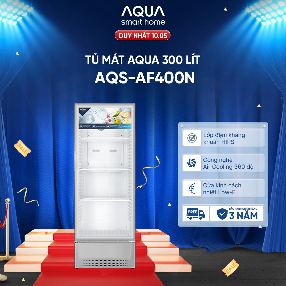 (Miễn Phí giao hàng) Tủ mát Aqua 280Lít AQS-AF400N - Hàng chính hãng