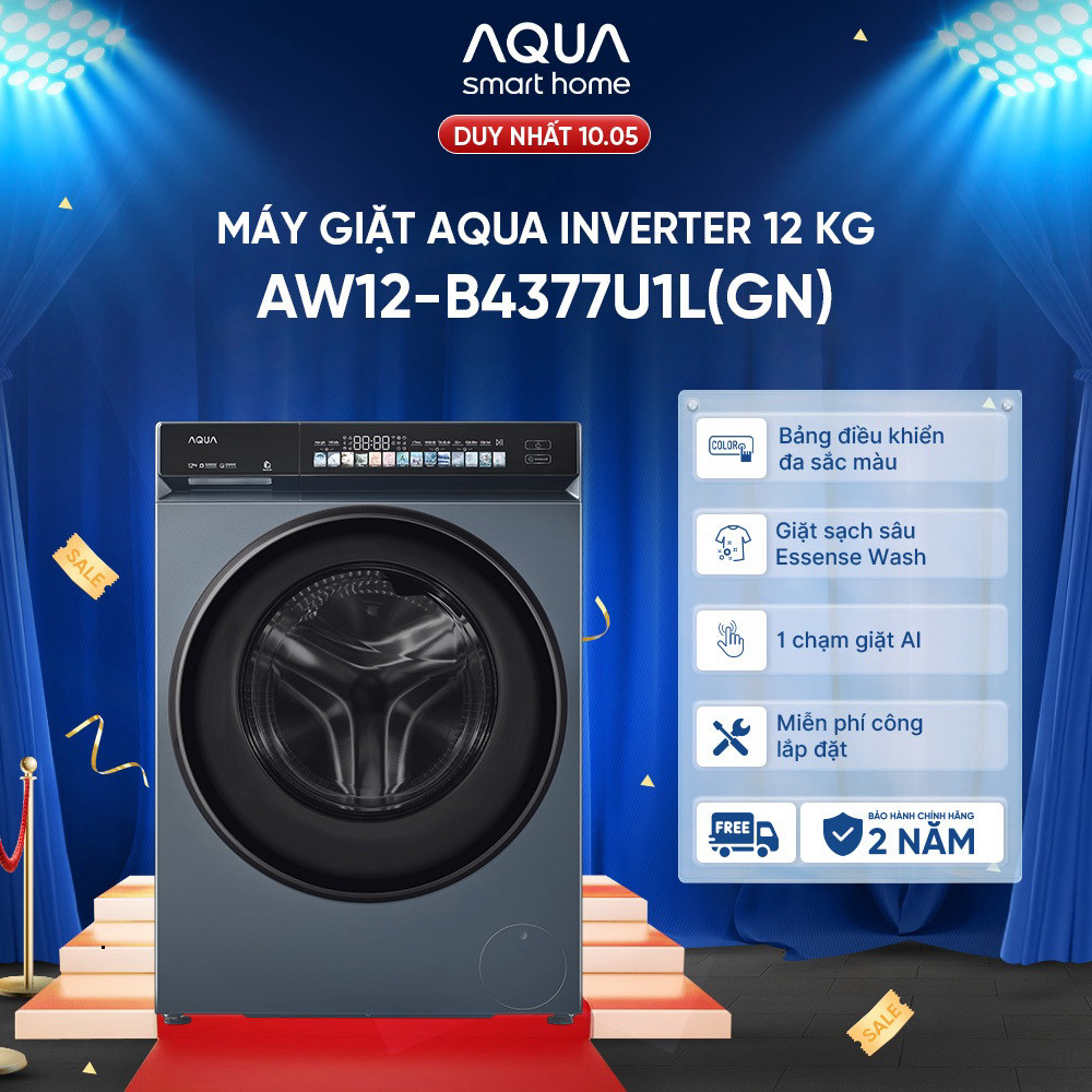 (Miễn Phí giao hàng) [SẢN PHẨM MỚI] Máy giặt cửa trước inverter 12kg AW12-B4377U1L(GN)- Hỗ trợ lắp đ