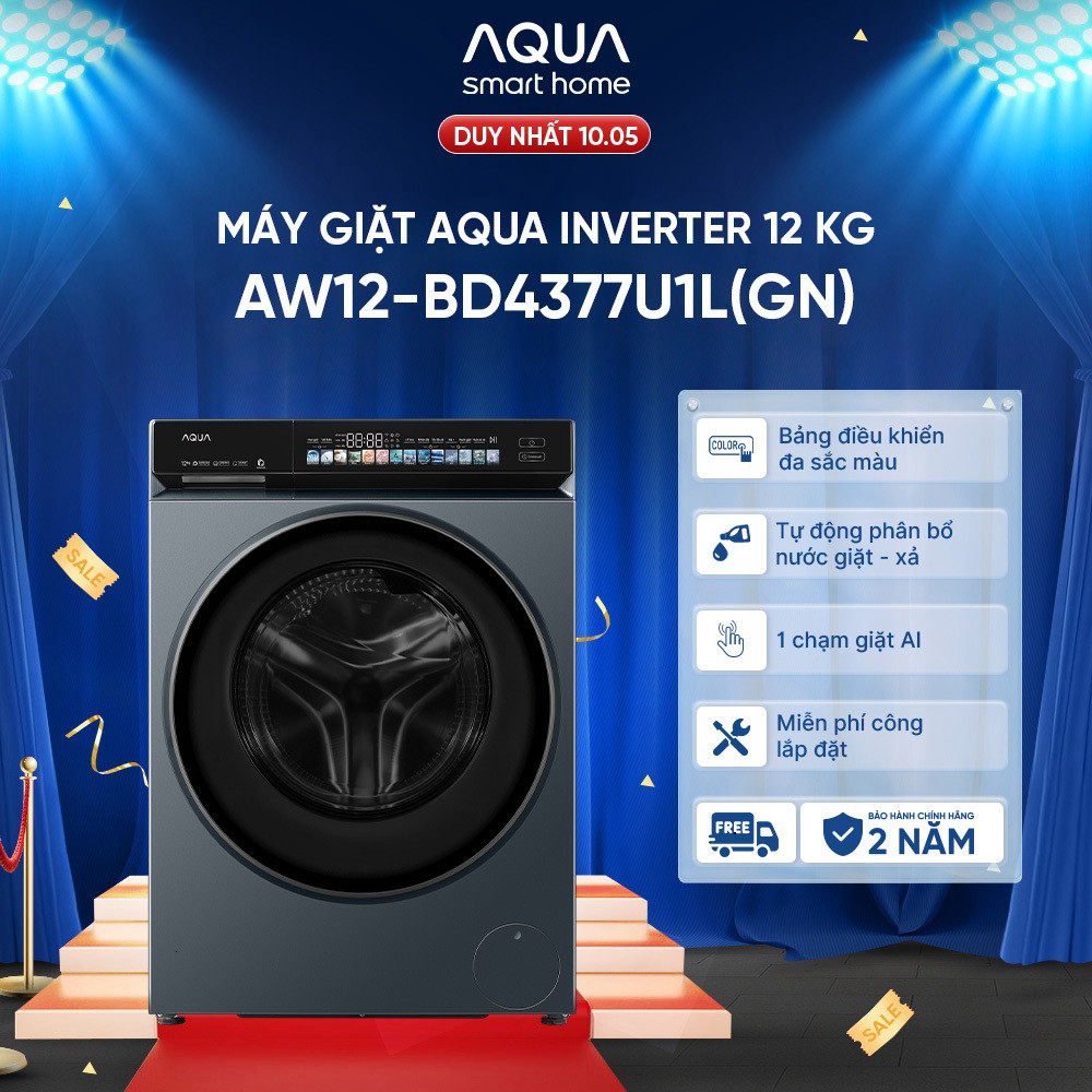 (Miễn Phí giao hàng) [SẢN PHẨM MỚI] Máy giặt cửa trước inverter 12kg AW12-BD4377U1L(GN) - Tự động ph