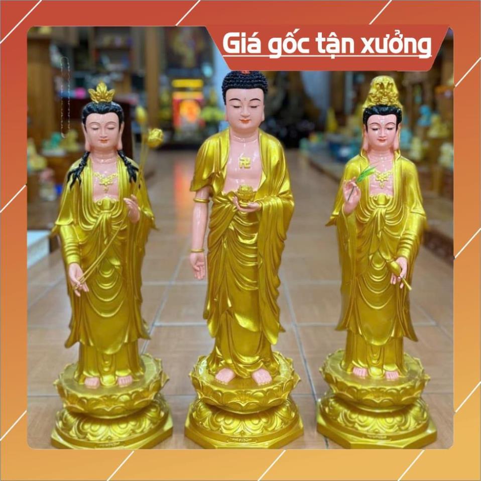 Tượng Tây Phương Tam Thánh Đứng 70cm Nhựa Composite có hoả tốc