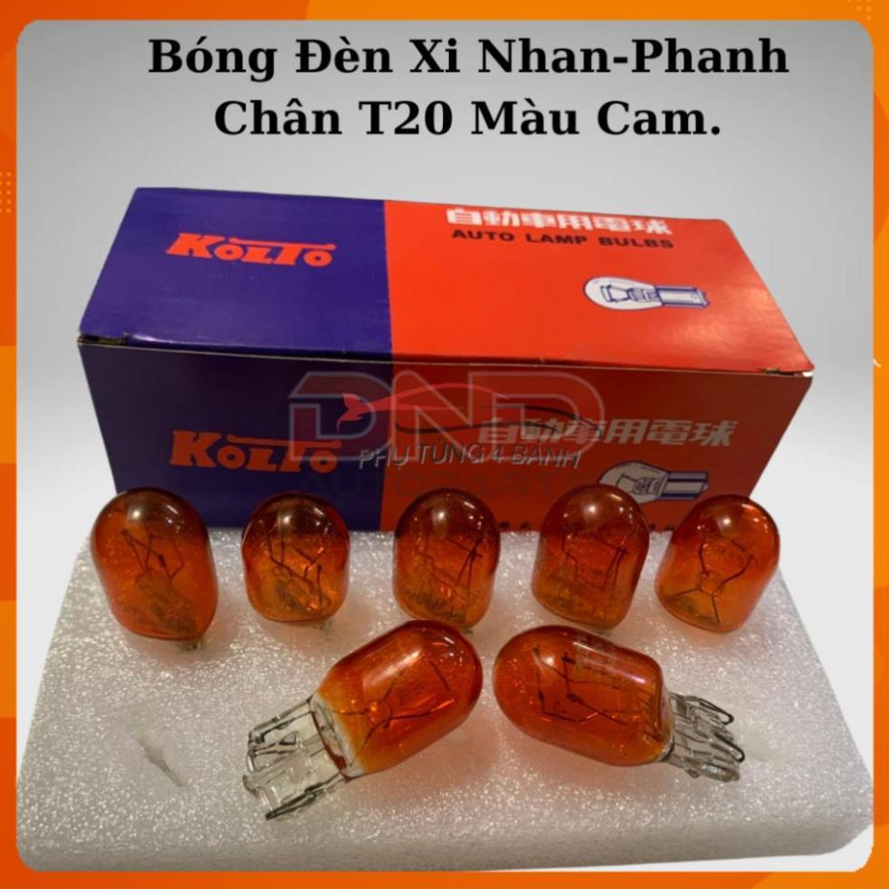 Hộp 10 Bóng Đèn T20 - 12V chân ghim lắp Xi Nhan, Phanh Xe Toyota, Mitsubishi, Kia, Hyundai...
