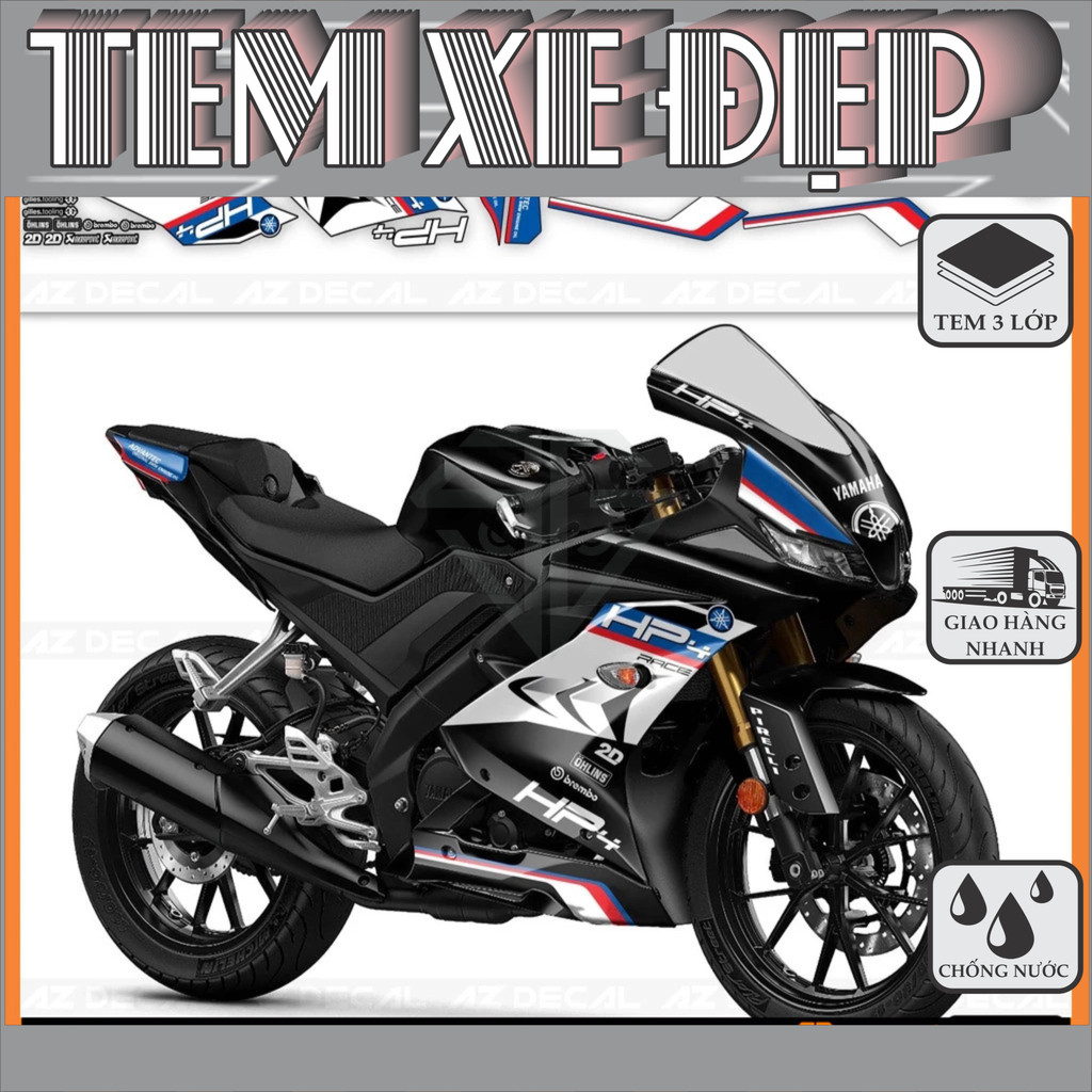 Tem Dán Xe R15V3 Mẫu HP4 | R15V309 | Decal Rời Xe R15 V3 Màu Đen, Xanh, Đỏ, Vàng, Xám