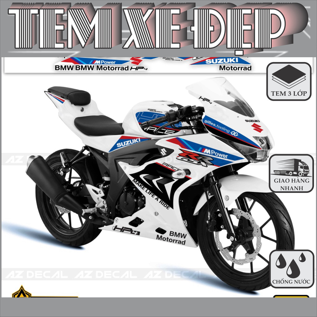 Tem Rời Xe Suzuki GSX R150 Phong Cách HP4 | GSX R150-10 | Decal PVC Chống Nước, Chống Bay Màu, Dễ Dá