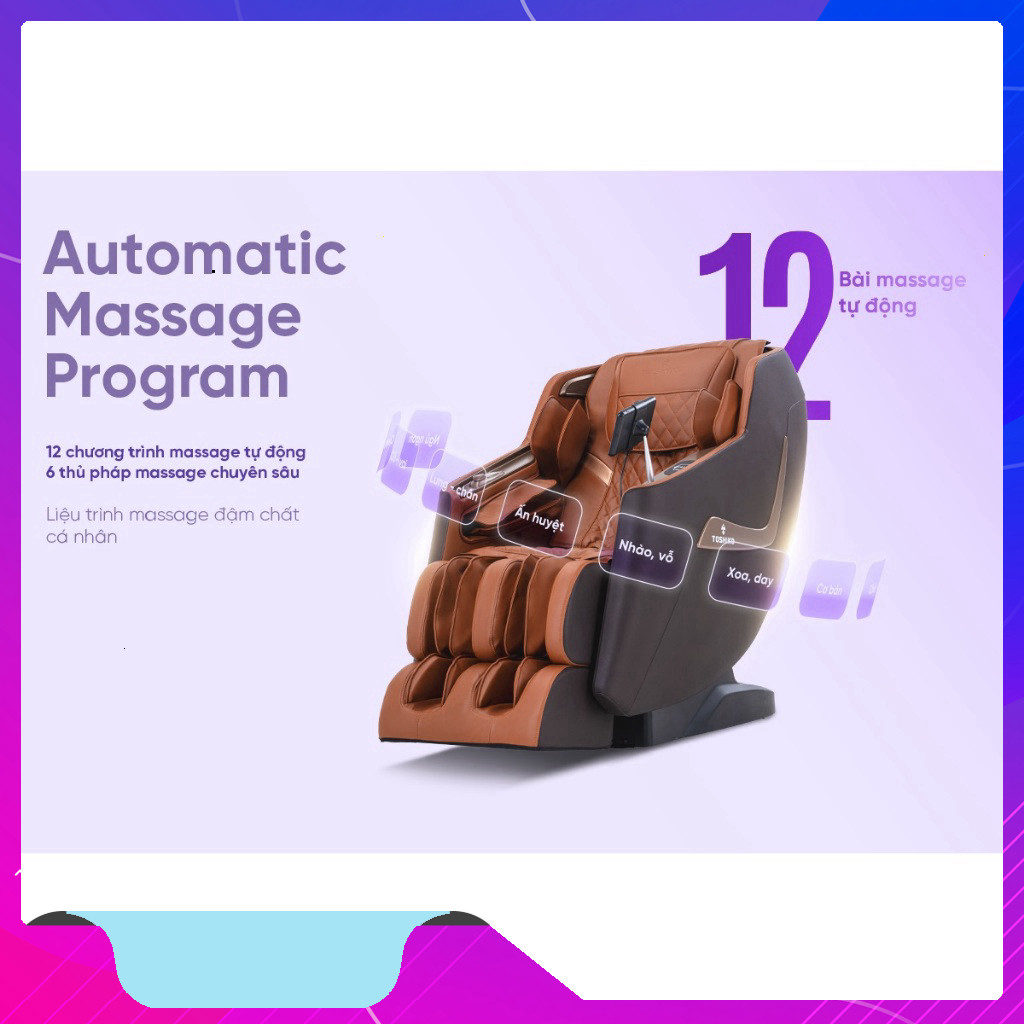 nhắn shop đặt hàng_  Ghế massage Toshiko T90 với 12 bài tập tự động giúp hỗ trợ massage giảm đau mỏi