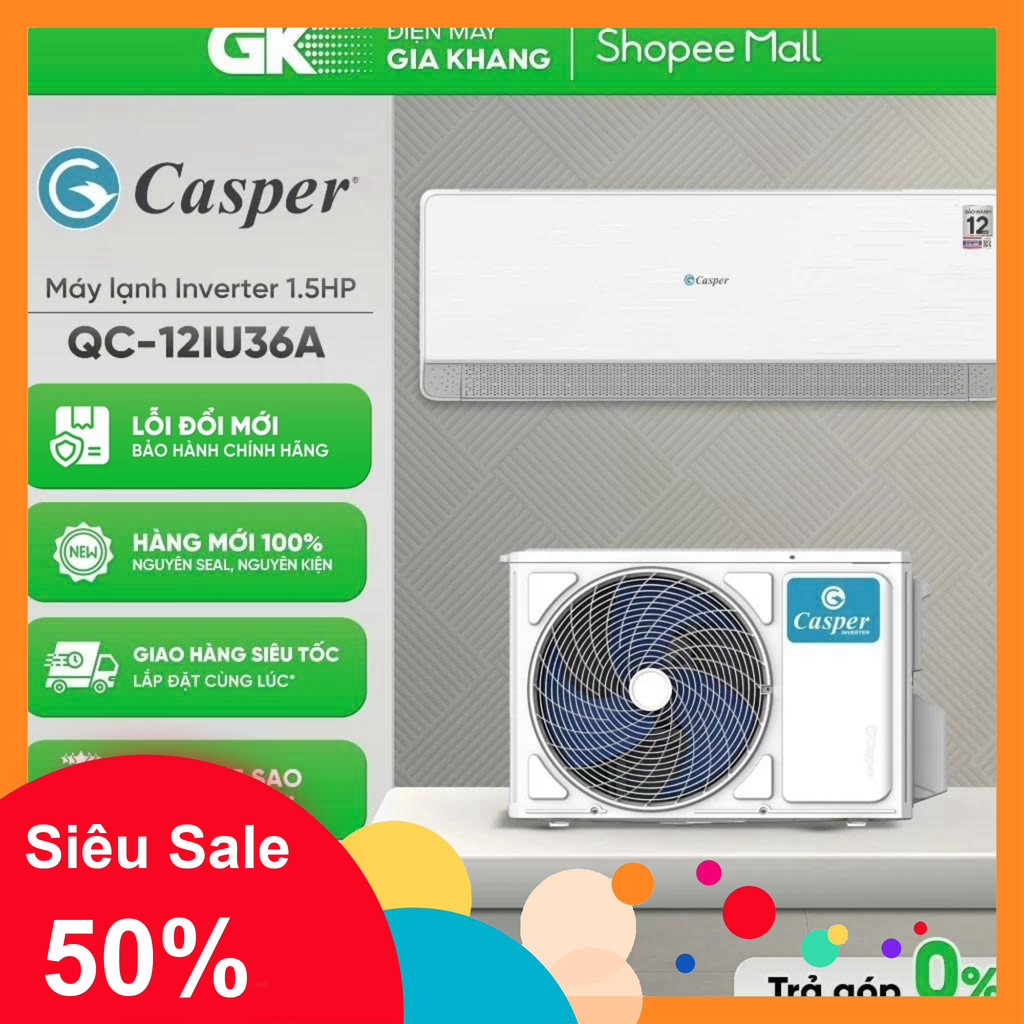 ib lấy mãu bh_  QC09IU36A (1 HP) | QC12IU36A (1.5 HP)  Máy Lạnh Casper Inverter (Mẫu 2025) [Freeship