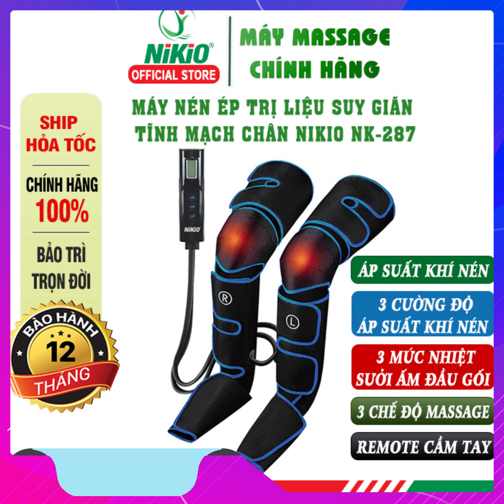 nhắn shop đặt hàng_  Máy massage chân nén ép trị liệu suy giãn tĩnh mạch chân Nikio NK287, có nhiệt 