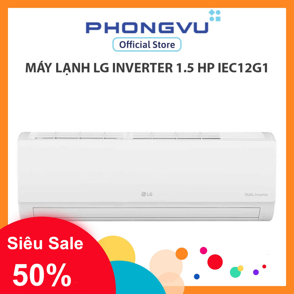 ib lấy mãu bh_  Máy lạnh LG Inverter 1.5 HP IEC12G1  Lọc PM2.5, Kết nối wifi, Phù hợp phòng 15–20 m²
