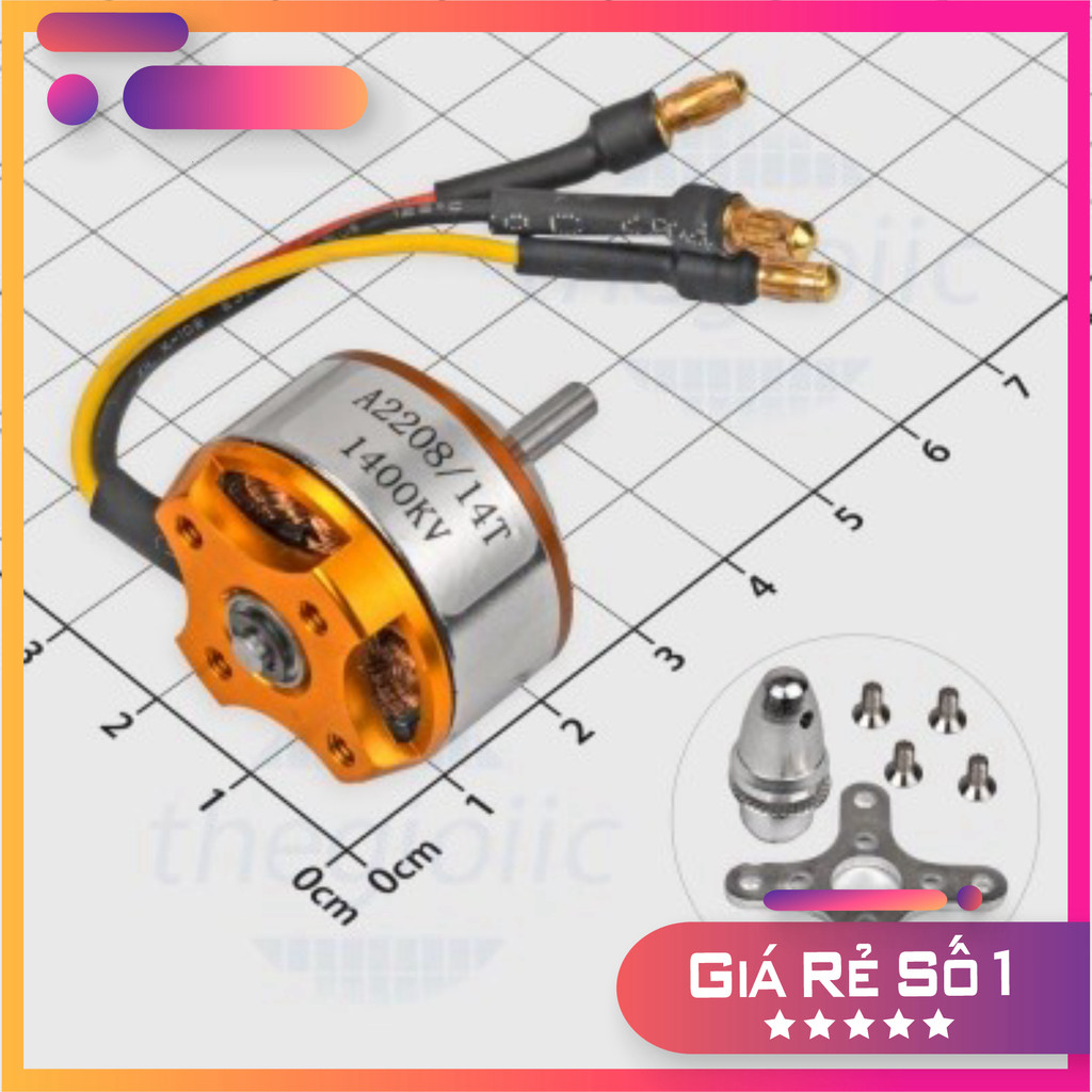 A2208/14T 1400KV Động Cơ Máy Bay Không Chổi Than Trục 3.17mm Điện Tử Thường Tín