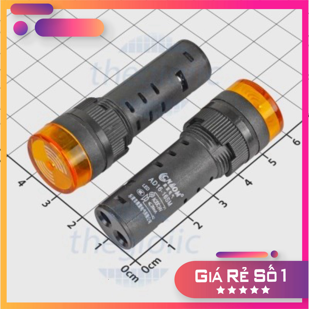 AD16-16SM Đèn Còi Báo Màu Vàng 16mm 24V Điện Tử Thường Tín